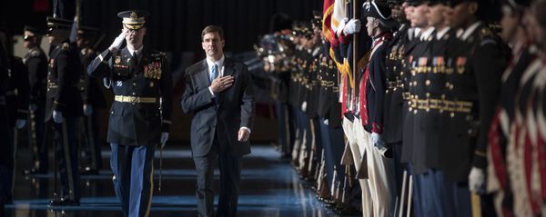 Mark Esper, right, during the troop inspection at Conmy Hall Mark Esper, right, during the troop inspection at Conmy Hall - Sputnik International