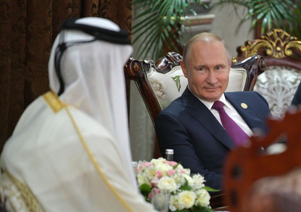 Russian President Vladimir Putin and Emir of Qatar Tamim bin Hamad Al Thani Russian President Vladimir Putin and Emir of Qatar Tamim bin Hamad Al Thani - Sputnik International