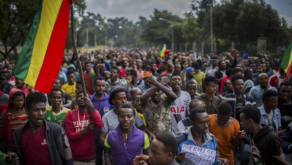 Ethiopians protesting at ethnic attacks outside Addis Ababa in September 2018 - Sputnik International