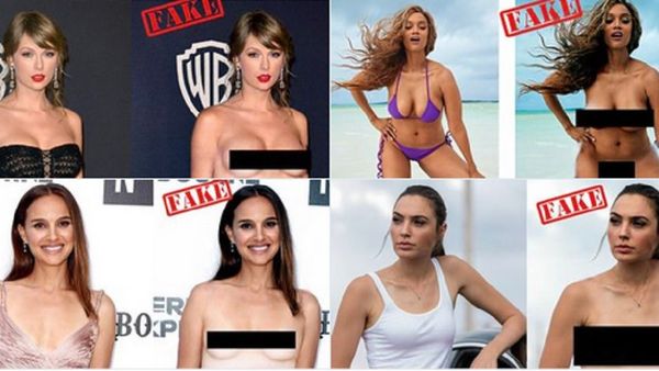 A collage of screenshots of the deepfake app called DeepNude - Sputnik International
