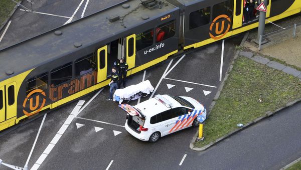 Special Police forces inspect a tram at the 24 Oktoberplace in Utrecht, on March 18, 2019 where a shooting took place. A gunman opened fire on a tram in the Dutch city of Utrecht on March 18, 2019, killing at least one person and wounding several in what officials said was a possible terrorist incident - Sputnik International