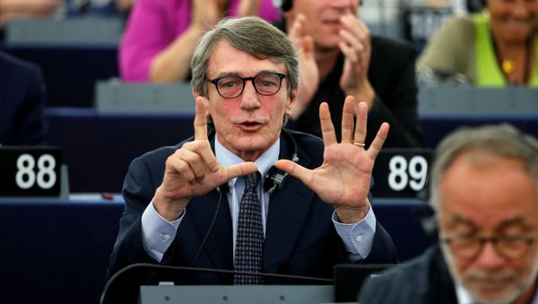 Italian MEP David-Maria Sassoli (S&D Group), candidate for the presidency of the European Parliament, reacts after the restults of the first round vote to elect the new president of the European Parliament during the first plenary session of the newly elected European Assembly in Strasbourg, France, July 3, 2019 - Sputnik International