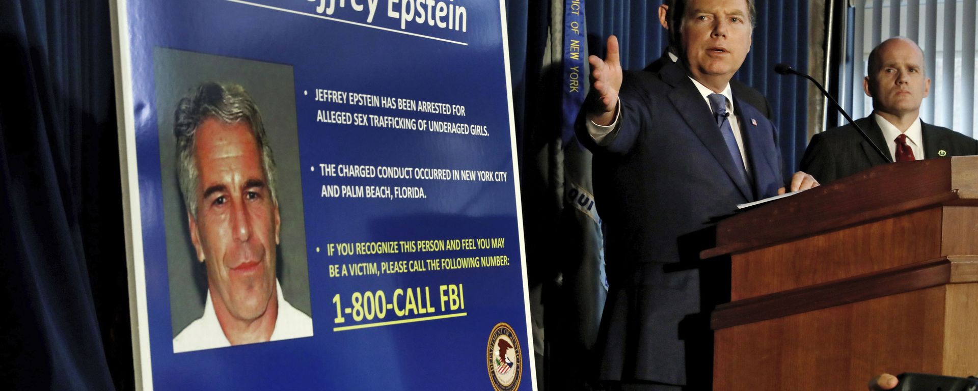 United States Attorney for the Southern District of New York Geoffrey Berman speaks during a news conference, in New York, Monday, July 8, 2019. Federal prosecutors announced sex trafficking and conspiracy charges against wealthy financier Jeffrey Epstein. Court documents unsealed Monday show Epstein is charged with creating and maintaining a network that allowed him to sexually exploit and abuse dozens of underage girls. - Sputnik International, 1920, 07.07.2025