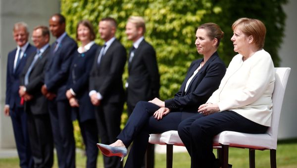 Angela Merkel and Mette Frederiksen - Sputnik International