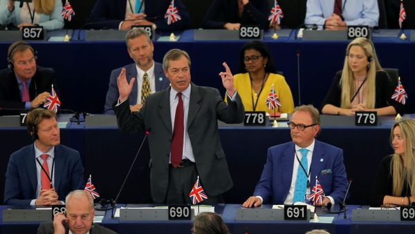 Brexit Party leader Nigel Farage speaks during a debate on the election of designated European Commission President Ursula von der Leyen at the European Parliament in Strasbourg, France, July 16, 2019 - Sputnik International