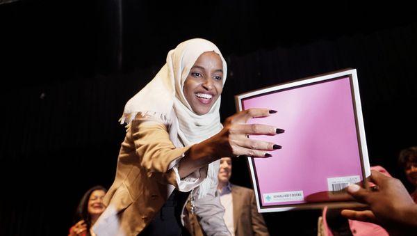 U.S. Representatives Ilhan Omar (D-MN) and Pramila Jayapal (D-WA) host a Town Hall meeting on Medicare For All in Minneapolis, Minnesota, U.S., July 18, 2019 - Sputnik International