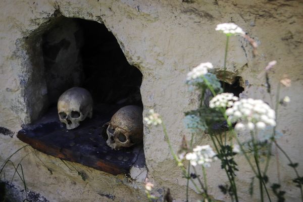 Skulls and coins in a tomb on the territory of the ‘City of the Dead’ in Russia’s republic of North Ossetia and Alania Skulls and coins in a tomb on the territory of the ‘City of the Dead’ in Russia’s republic of North Ossetia and Alania - Sputnik International