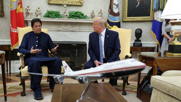 Pakistan’s Prime Minister Imran Khan speaks while meeting with U.S. President Donald Trump in the Oval Office at the White House in Washington, U.S., July 22, 2019 Pakistan’s Prime Minister Imran Khan speaks while meeting with U.S. President Donald Trump in the Oval Office at the White House in Washington, U.S., July 22, 2019 - Sputnik International