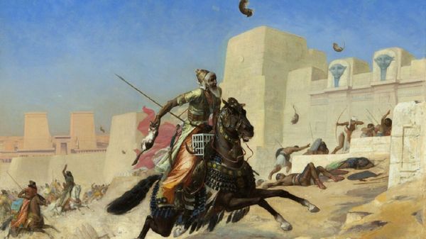 Persian soldiers allegedly used cats and other sacred Egyptian animals against the Pharaoh's army in an early example of psychological warfare during the Battle of Pelusium between the Achaemenid Empire and Ancient Egypt in 525 BC. Painting by French painter Paul Marie Lenoir, 1872. Persian soldiers allegedly used cats and other sacred Egyptian animals against the Pharaoh's army in an early example of psychological warfare during the Battle of Pelusium between the Achaemenid Empire and Ancient Egypt in 525 BC. Painting by French painter Paul Marie Lenoir, 1872. - Sputnik International