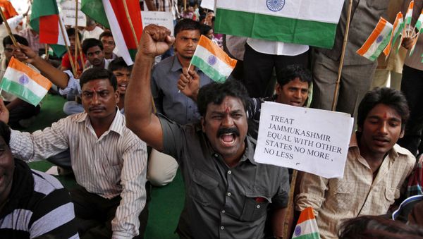 Activists of India’s Bharatiya Janata Party (BJP) shout slogans during a protest in Hyderabad, India (File) Activists of India’s Bharatiya Janata Party (BJP) shout slogans during a protest in Hyderabad, India (File) - Sputnik International