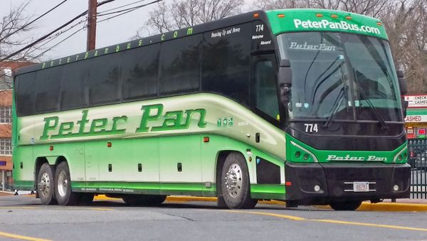 A 2013 model MCI J4500 motorcoach, owned by Peter Pan Bus Lines, photographed at the Silver Spring Terminal in Silver Spring, Maryland. - Sputnik International