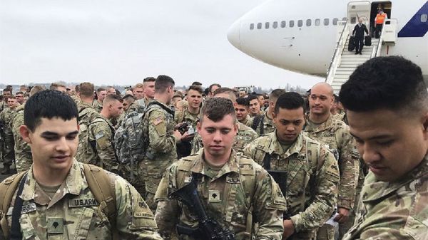 Soldiers from the 1st Armored Division, based in Fort Bliss, Texas, arrives at the airport Tegel in Berlin, Thursday, March 21, 2019 - Sputnik International