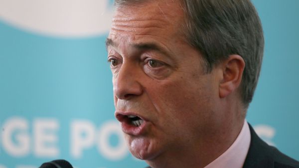 Leader of the Brexit Party Nigel Farage speaks at Brexit Party's news conference in London, Britain, June 24, 2019. - Sputnik International