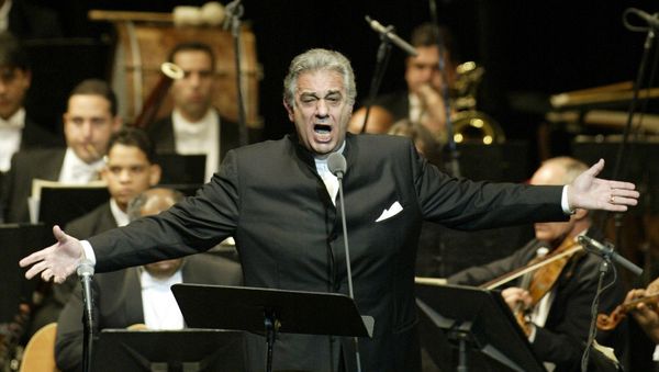 In this Thursday, Jan. 22, 2004, file photo, Placido Domingo sings during his performance at the National Theater in Santiago, Dominican Republic. - Sputnik International