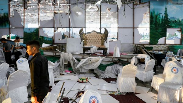 Workers of a wedding hall inspect after a blast in Kabul, Afghanistan August 18, 2019. Workers of a wedding hall inspect after a blast in Kabul, Afghanistan August 18, 2019. - Sputnik International