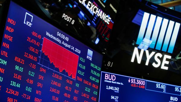 A screen shows the numbers after the closing bell at the New York Stock Exchange (NYSE) in New York, U.S., August 14, 2019. A screen shows the numbers after the closing bell at the New York Stock Exchange (NYSE) in New York, U.S., August 14, 2019. - Sputnik International