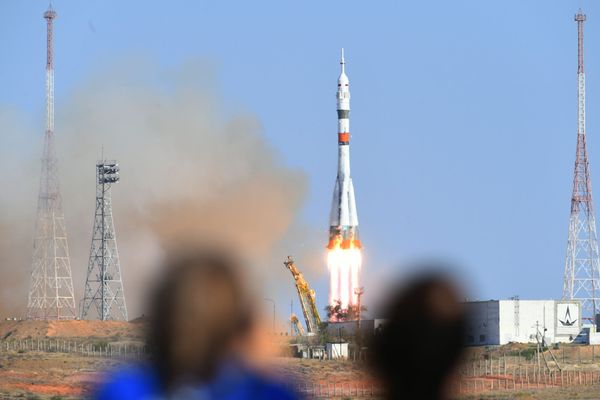 Soyuz-2.1a carrier rocket is being launched into space with the piloted Soyuz MS-14 vehicle from the Baikonur Cosmodrome. - Sputnik International