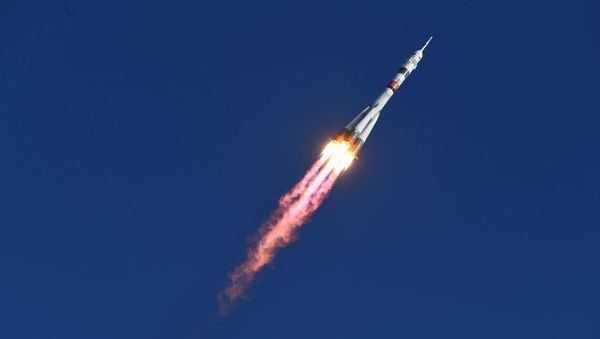 Soyuz-2.1a carrier rocket is being launched into space with the piloted Soyuz MS-14 vehicle from the Baikonur Cosmodrome. - Sputnik International