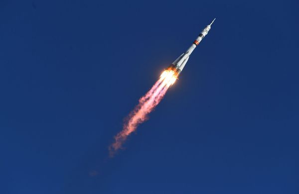 Soyuz-2.1a carrier rocket is being launched into space with the piloted Soyuz MS-14 vehicle from the Baikonur Cosmodrome. - Sputnik International
