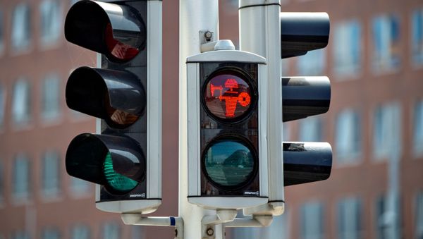 The first of many pedestrian signals are seen replaced featuring Vikings in Aarhus, Denmark August 26, 2019. - Sputnik International