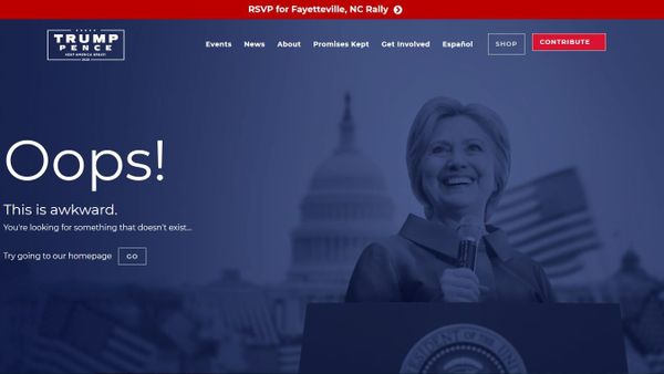 A screenshot of the 404 error page on donaldjtrump.com A screenshot of the 404 error page on donaldjtrump.com - Sputnik International