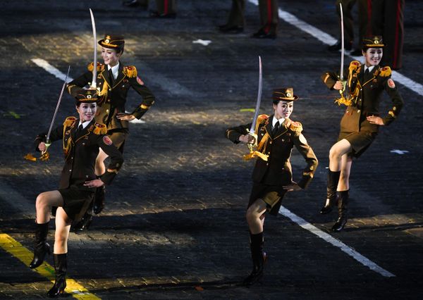 Members of the North Korean military band during an opening ceremony for the annual Spasskaya Tower Military Music Festival on Red Square in Moscow. - Sputnik International