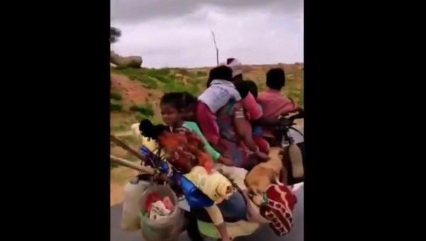 A video clip of a man in India riding a motorbike with six people on board, plus two dogs and a rooster has got social media laughing - Sputnik International