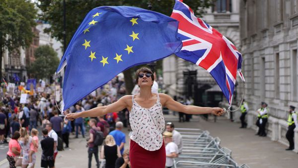 Anti-Brexit protestors demonstrate at Whitehall in London, Britain, August 31, 2019 - Sputnik International