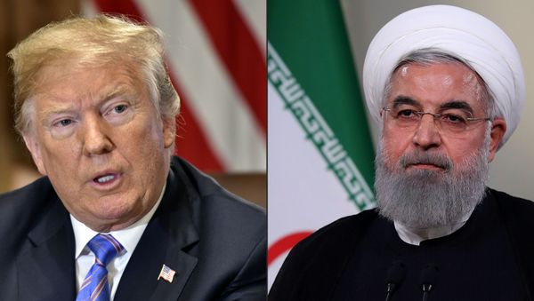 This combination of pictures created on July 23, 2018 shows US President Donald Trump speaks during a cabinet meeting on July 18, 2018, at the White House in Washington, DC. AND - Sputnik International