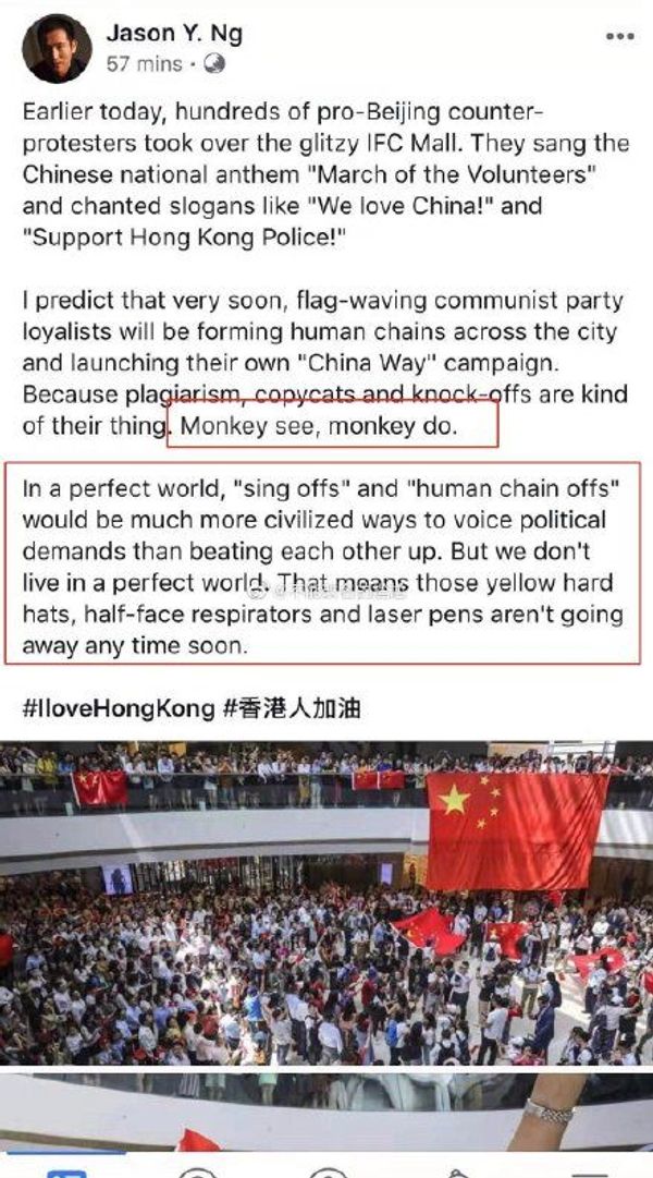 French Bank Worker Reportedly Triggers Chinese by Calling Hong Kong's Pro-Beijing Protesters Monkeys - Sputnik International