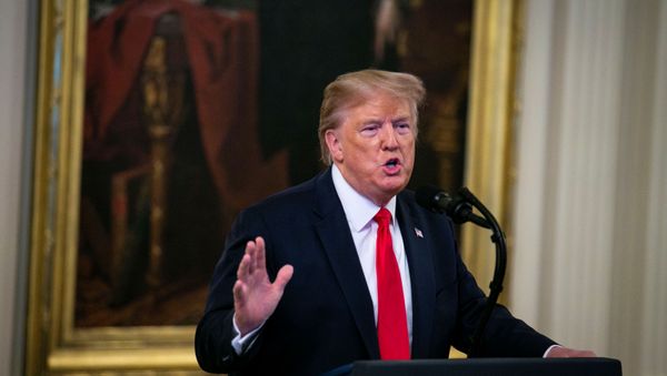 US President Donald Trump speaks before presenting the Medal of Freedom to former New York Yankees pitcher Mariano Rivera  - Sputnik International