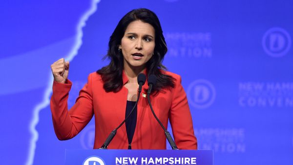 Democratic 2020 U.S. presidential candidate and U.S. Representative Tulsi Gabbard (D-HI) speaks at the New Hampshire Democratic Party state convention in Manchester, New Hampshire, U.S. September 7, 2019 - Sputnik International