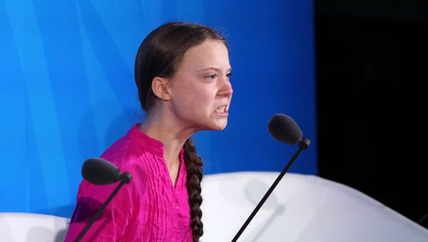 16-year-old Swedish Climate activist Greta Thunberg speaks at the 2019 United Nations Climate Action Summit at U.N. headquarters in New York City, New York, U.S., September 23, 2019 - Sputnik International