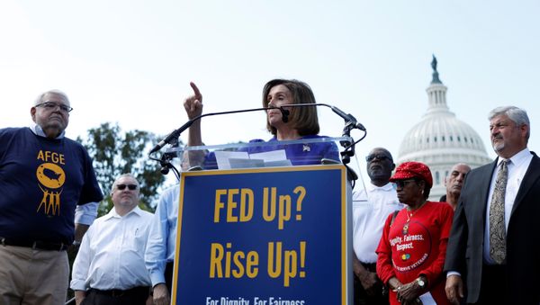 Speaker of the House Nancy Pelosi (D-CA) speaks during an American Federation of Government Employees labor union rally at the U.S. Capitol in Washington, U.S., September 24, 2019. Speaker of the House Nancy Pelosi (D-CA) speaks during an American Federation of Government Employees labor union rally at the U.S. Capitol in Washington, U.S., September 24, 2019. - Sputnik International