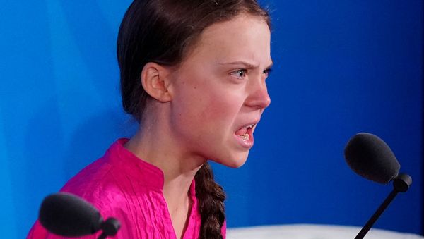 Swedish environmental activist Greta Thunberg speaks during the Climate Action Summit at United Nations HQ in New York, 23 September 2019 - Sputnik International