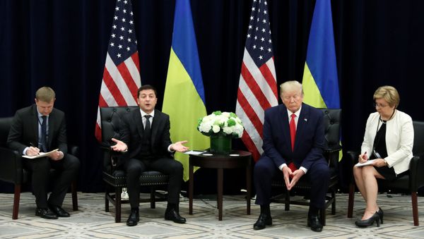 Ukraine's President Volodymyr Zelenskiy speaks as he and U.S. President Donald Trump hold a bilateral meeting on the sidelines of the 74th session of the United Nations General Assembly (UNGA) in New York City, New York, U.S., September 25, 2019 - Sputnik International
