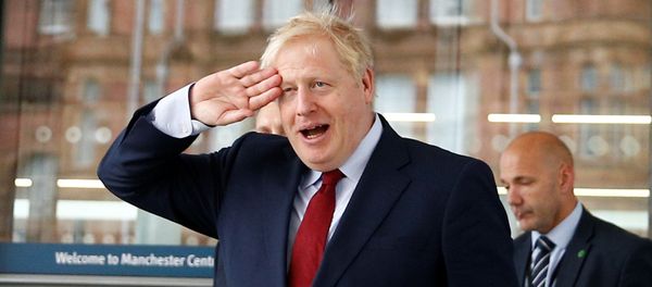 Britain's Prime Minister Boris Johnson is seen outside the venue for the Conservative Party annual conference in Manchester, Britain October 1, 2019 - Sputnik International
