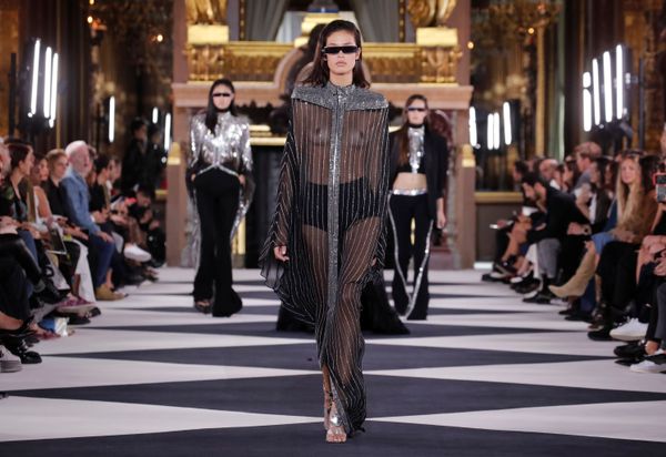 A model presents a creation by designer Olivier Rousteing as part of his Spring/Summer 2020 women's ready-to-wear collection show for Balmain fashion house during Paris Fashion Week in Paris, France, September 27, 2019.  - Sputnik International