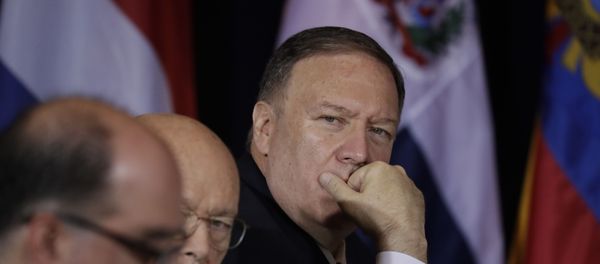 Secretary of State Mike Pompeo, attends a multilateral meeting with President Donald Trump on Venezuela at the InterContinental New York Barclay hotel during the United Nations General Assembly, Wednesday, Sept. 25, 2019, in New York. Secretary of State Mike Pompeo, attends a multilateral meeting with President Donald Trump on Venezuela at the InterContinental New York Barclay hotel during the United Nations General Assembly, Wednesday, Sept. 25, 2019, in New York. - Sputnik International