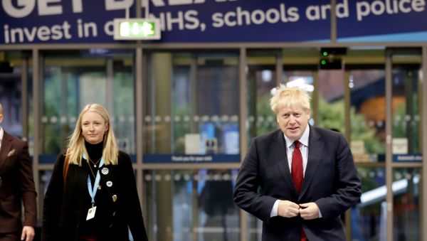 Boris Johnson at the Conservative Party conference in Manchester - Sputnik International