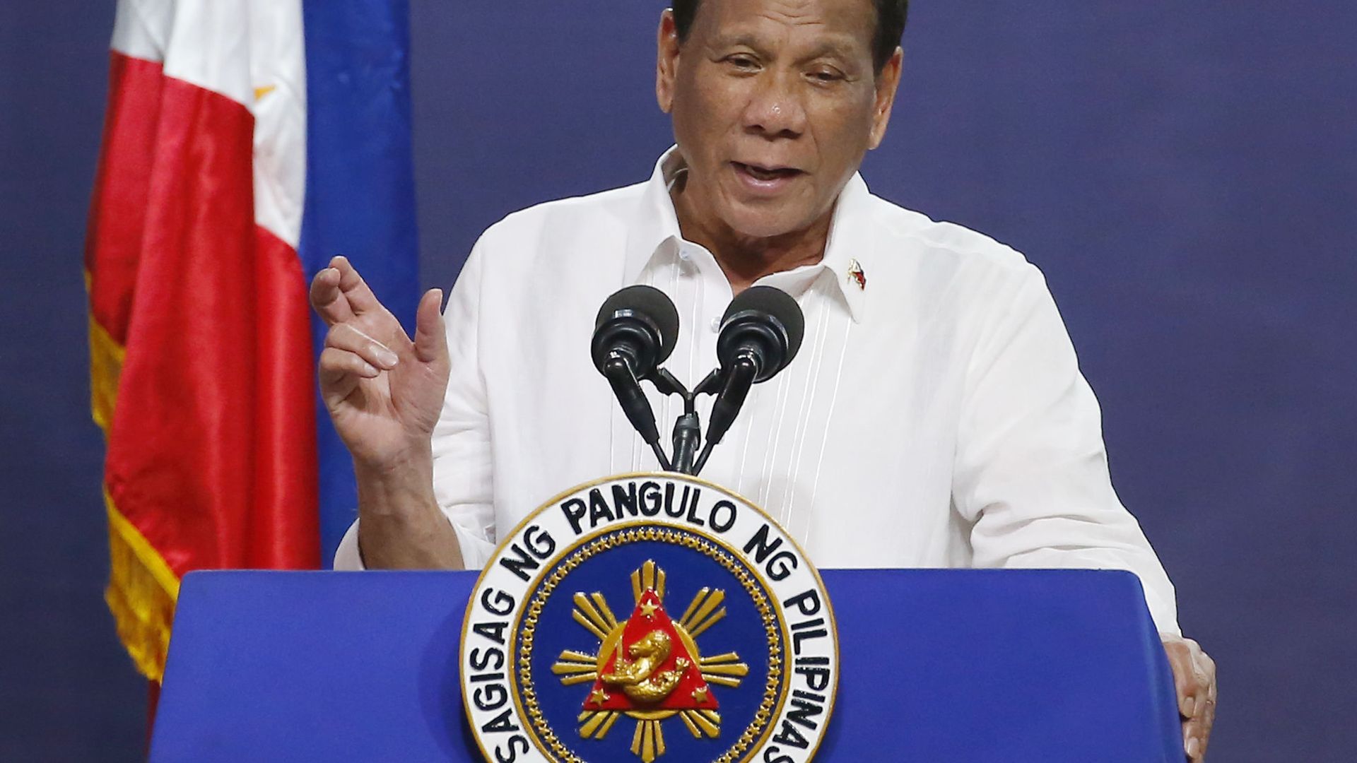 FILE - In this Aug. 27, 2019, file photo, Philippine President Rodrigo Duterte gestures as he addresses the topic of land reform in Manila, Philippines FILE - In this Aug. 27, 2019, file photo, Philippine President Rodrigo Duterte gestures as he addresses the topic of land reform in Manila, Philippines - Sputnik International, 1920, 09.03.2021