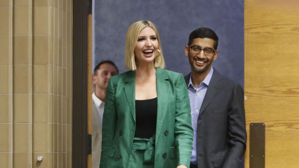 White House senior adviser Ivanka Trump, left, arrives with Google CEO Sundar Pichai for a round table discussion at El Centro College in Dallas, Thursday, Oct. 3, 2019 - Sputnik International