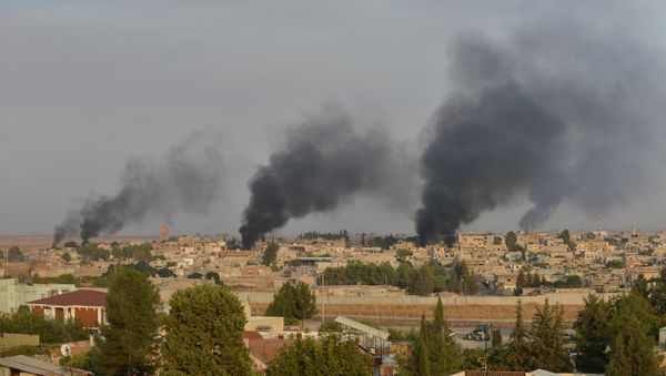 Smoke rises from the Syrian border town of Ras al-Ain as it is pictured from the Turkish town of Ceylanpinar in Sanliurfa province, Turkey, October 9, 2019 Smoke rises from the Syrian border town of Ras al-Ain as it is pictured from the Turkish town of Ceylanpinar in Sanliurfa province, Turkey, October 9, 2019 - Sputnik International