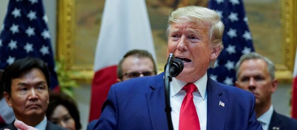 U.S. President Donald Trump speaks during signing ceremony for the U.S.-Japan Trade Agreement at White House in Washington U.S. President Donald Trump speaks during signing ceremony for the U.S.-Japan Trade Agreement at White House in Washington - Sputnik International