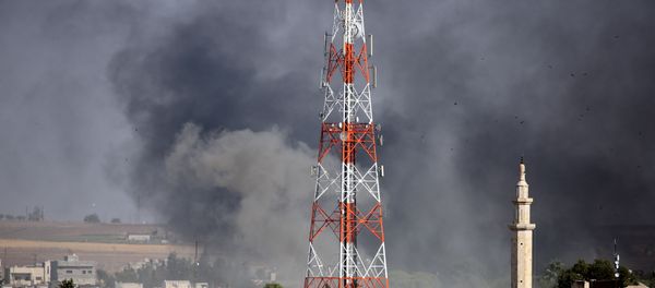 Fire engulfs border between Turkey and Syria amid battles between the Turkish Armed Forces and militants in the city of Ras al-Ayn. 12 October 2019 Fire engulfs border between Turkey and Syria amid battles between the Turkish Armed Forces and militants in the city of Ras al-Ayn. 12 October 2019 - Sputnik International