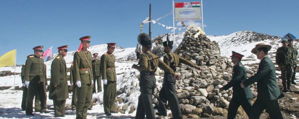 A delegation of the Indian Army, right, marches to meet the delegation of the Chinese army, left, at a Border Personnel Meeting (BPM) on the Chinese side of the Line of Actual Control at Bumla, Indo-China Border, Monday, Oct. 30, 2006 A delegation of the Indian Army, right, marches to meet the delegation of the Chinese army, left, at a Border Personnel Meeting (BPM) on the Chinese side of the Line of Actual Control at Bumla, Indo-China Border, Monday, Oct. 30, 2006 - Sputnik International