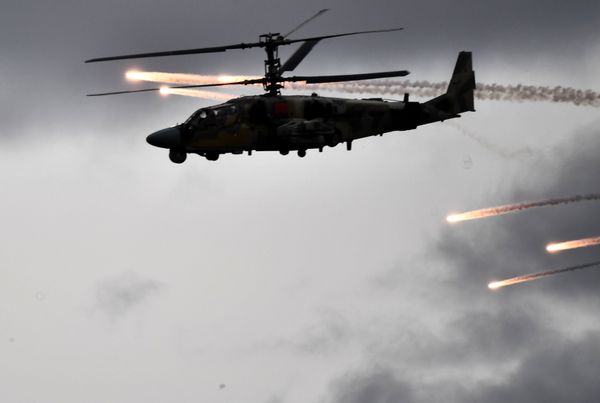 Reconnaissance and combat helicopter Ka-52 Alligator during military training. - Sputnik International
