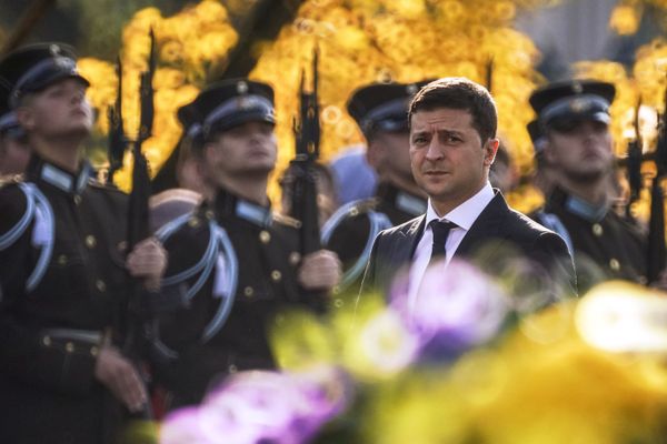 Ukranian President Volodymyr Zelenskyy during his visit to the Republic of Latvia. - Sputnik International
