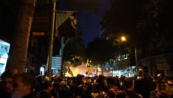 Central Barcelona during protests on 18 Oct Central Barcelona during protests on 18 Oct - Sputnik International