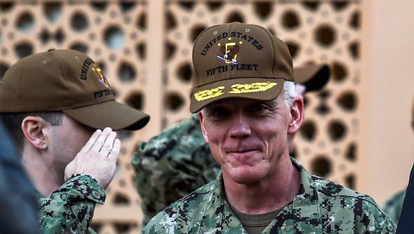 Vice Admiral James Malloy, commander of the U.S. Naval Forces Central Command (NAVCENT)/5th Fleet is seen during U.S. Secretary of State Mike Pompeo's visit to the U.S. Naval Forces Central Command center in Manama, Bahrain, January 11, 2019 - Sputnik International